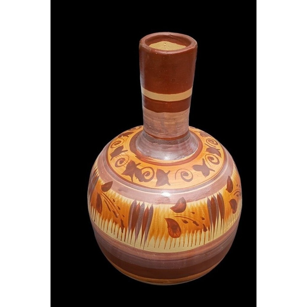 Vintage Hand Made Med Size Tonala Mexico Clay Pottery Water Pot Terracotta Jug